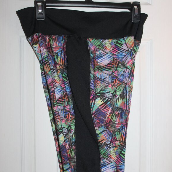 Mossimo Black Palm Leaf Print Legging Workout Multicolor Yoga Pant | SZ Large - Picture 4 of 6